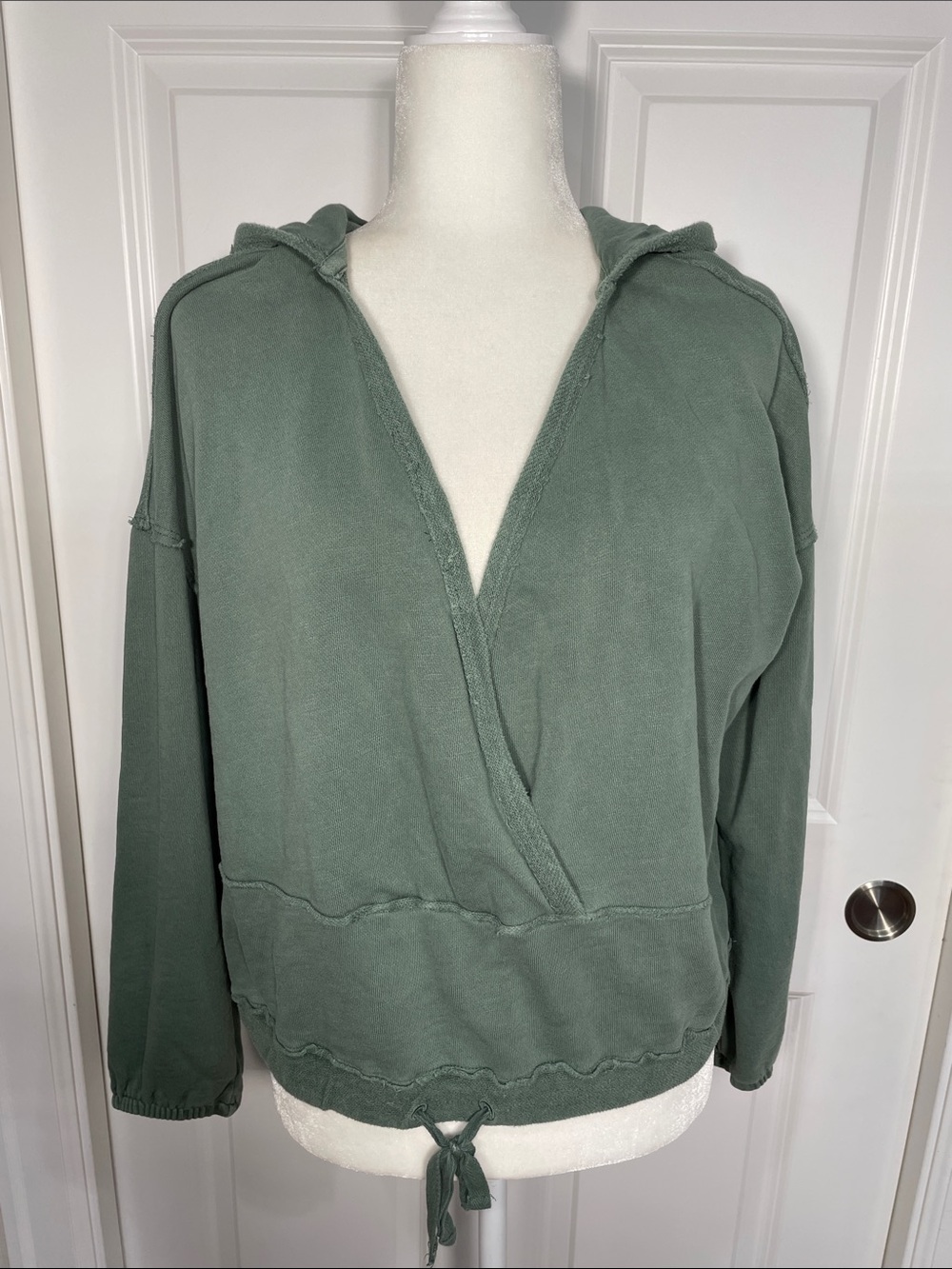 Anthropologie Saturday Sunday Medium Sharon Green Hoodie Faux Wrap Sweatshirt